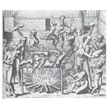 primeira imagem abaixo (publicada no século XVI) mostra um ritual antropofágico dos índios do Brasil. primeira imagem abaixo (publicada no século XVI) mostra um ritual antropofágico dos índios do Brasil.