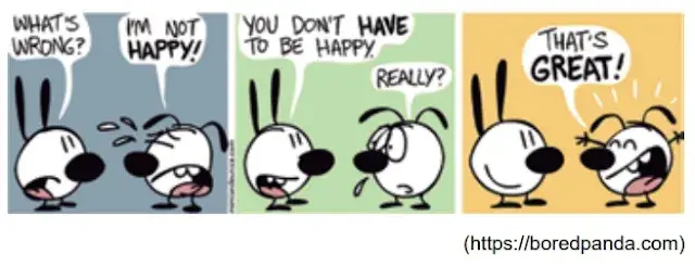 From the comic strip, one can say that happiness From the comic strip, one can say that happiness
